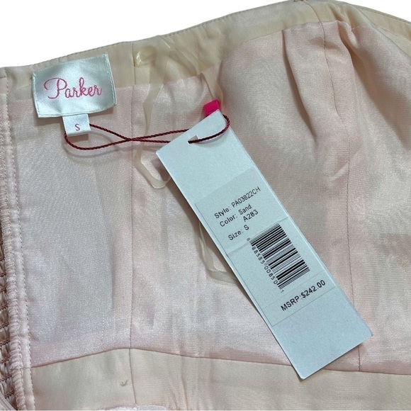 NWT Parker Pale Pink Silk Strapless Sweetheart Neckline Mini Dress sz S - Picture 4 of 14